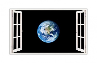 Sticker decorativ, fereastra 3D, Planeta, 85 cm, 1038STK foto