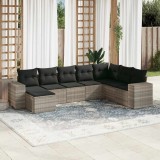 Cumpara ieftin Set mobilier de grădină cu perne, 8 piese gri deschis poliratan