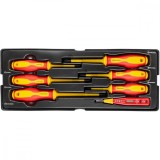 Set surubelnite izolate, late si cruce, cu creion de faza, sertar TIP A (385x150 mm) pentru dulap mobil, PH0-2, 3-5.5 mm, 60-125