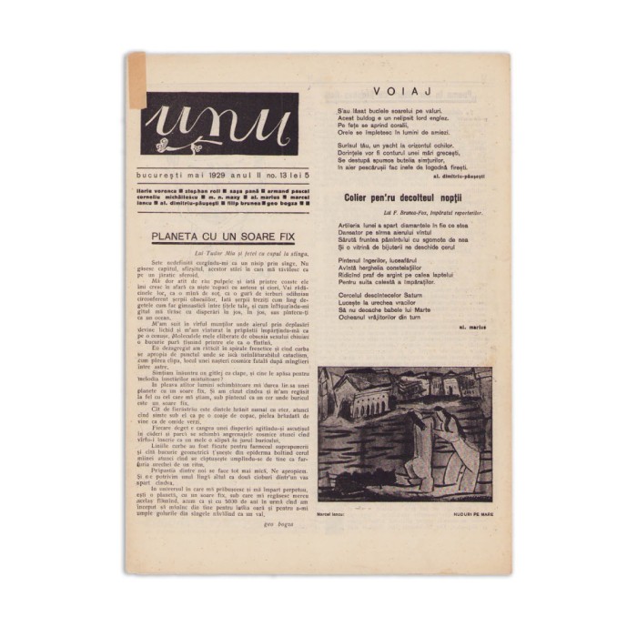 Publicația &bdquo;UNU&rdquo;, anul II, nr. 13, 1929