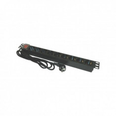 PDU EMTEX aluminiu C14. 19 inch. 9 prize Schuko .16A. 3500W. 3x1.5. 3M 1U foto