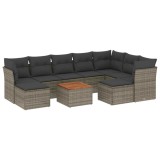 Cumpara ieftin Set mobilier de gradina cu perne, 10 piese, gri, poliratan