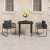 Gossi set mobilier de masa pentru gradina, 3 piese, negru, ratan pvc