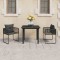 Gossi set mobilier de masa pentru gradina, 3 piese, negru, ratan pvc
