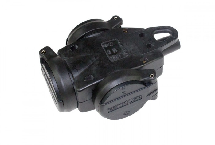 Cupla multipla priza tripla 16A 230V cauciuc solid negru pentru cablu maxim 3x2.5mm &sup2; IP44