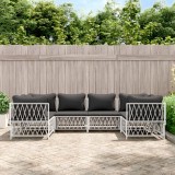 vidaXL Set mobilier gradina 6 piese cu perne alb otel modular confortabil