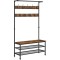 Cuier cu 2 rafturi pentru incaltaminte, Artool, banca, pal, otel, maro rustic si negru, 100x41.5x182 cm GartenVIP DiyLine
