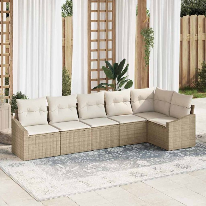 vidaXL Set de canapele pentru grădină 6 pcs Bej Rattan poli 3346741