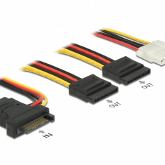 Cablu de alimentare SATA 15 pini la 3 x SATA 15 pini + 1 x Molex 20cm PCB, Delock 60171