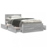 VidaXL Cadru de pat cu tăblie, gri beton, 90x190 cm, lemn prelucrat 3295614