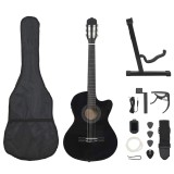 Set chitară acustică cu egalizator, 12 piese, 6 corzi, negru