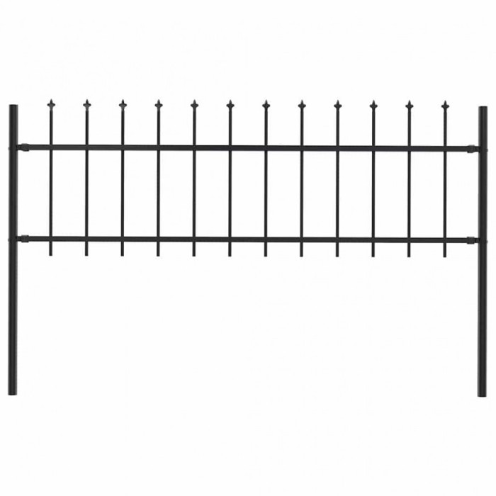 vidaXL Gard de grădină cu v&acirc;rf suliță, negru, 1,7 x 0,6 m, oțel
