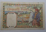 50 franci 1940 Algeria, seria W.462 901, stare bună