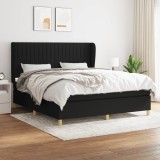 Cumpara ieftin Pat box spring cu saltea, negru, 180x200 cm, catifea