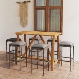 Cumpara ieftin Set mobilier de bar de grădină cu perne , 7 piese , gri