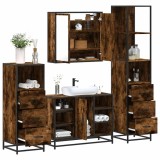 vidaXL Set de mobilier de baie 4 piese Lemn prelucrat de stejar afumat 3301272