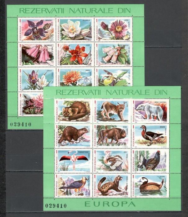 Romania.1987 Flora si fauna din rezervatii naturale-Bl. YR.855