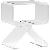 HOMCOM Măsuță de Cafea Geometrică cu 2 Niveluri cu Picioare Triunghiulare din Acril, 40x30x45 cm, Transparentă | Aosom Romania