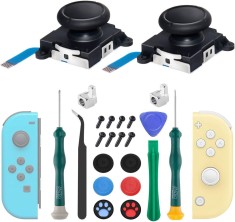 2 ack Joycon Joystick de schimb analogic Thumb Sticks pentru Nintendo Switch, Kit de reparare piese de schimb Joystick pentru Joycon &amp;amp; Switch Lite, In foto
