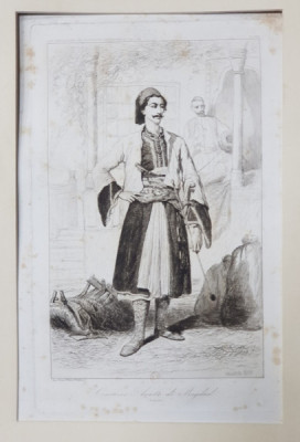 COURRIER ARABE DE BAGDADE ( BELGRADE ) par VALERIO THEODORE , GRAVURA , 1855 foto