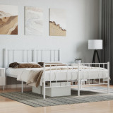 VidaXL Cadru de pat metalic cu tăblie de cap/picioare, alb, 140x190 cm