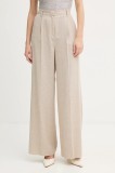 Marella pantaloni cu l&acirc;nă Emme by Marella culoarea bej, lat, high waist, 2525136102200