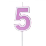 Lum&acirc;nare Aniversară, Număr 5, Lila Pastelată, 3x5cm, Parafină, Oem