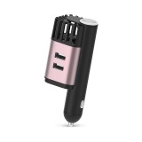 Purificator Auto, 2 in 1, ProClean, rose, 12.1 cm inaltime si 4.8 cm latime, din aliaj de aluminiu si ABS, 2 porturi USB, Oem