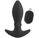 Vibrator Anal cu Inele Miscatoare, Remote Control, Silicon, USB, Negru, 16.4 cm