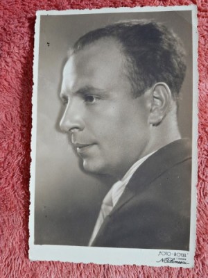 Fotografie tip carte postala, barbat 1933 foto