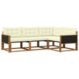 vidaXL Set de canapele de exterior cu pernă 4 pcs Natural și Crem 3381382