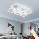 Cumpara ieftin Lustra LED 128W, 6+2 patrate cu cristale, telecomanda, lumina/rece/calda/neutra, intensitate reglabila