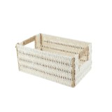 Cumpara ieftin Coș Bicolor Depozitare Metal / H&acirc;rtie 26X17,5X12 Cm &ndash; Alb / Natural | Organizatoare Baie