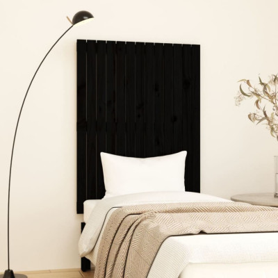 Tăblie de pat pentru perete, negru 82,5x3x110 cm lemn masiv pin foto