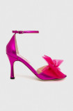 Cumpara ieftin Custommade sandale de piele Ashley Metallic Bow culoarea roz, 999624046