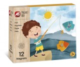 Joc magnetic de pescuit din lemn pentru copii, 12 piese