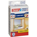 Plasa anti insecte Tesa, alb, 1.3m x 1.5m, pentru ferestre, cu arici, montare/demontare usoara, reutilizabila