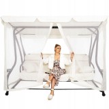 Balansoar gradina, Springos, 3 locuri, cu plasa insecte, crem, 220x120x160 cm, functie pat, max 280 kg