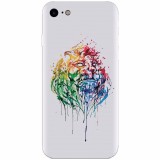 Husa silicon pentru Apple Iphone 7, Paint Illustration Lion Head