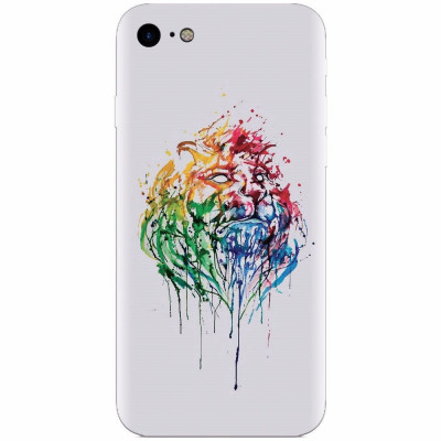 Husa silicon pentru Apple Iphone 8, Paint Illustration Lion Head foto