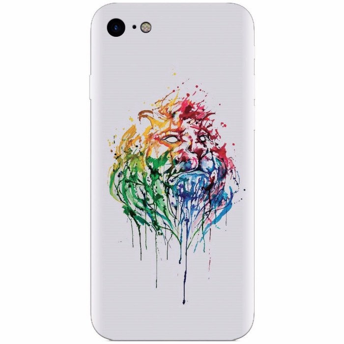 Husa silicon pentru Apple Iphone 8, Paint Illustration Lion Head