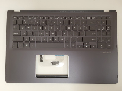Carcasa superioara cu tastatura palmrest Laptop, Asus 2in1, ZenBook Flip UX561UA, UX561UAR, UX561UN, 90NB0G41-R30690, iluminata, gri, layout US foto