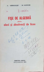 Fise de algebra pentru elevi si absolventi de licee (1976) foto