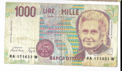 Bancnota 1000 lire 1990 - Italia foto