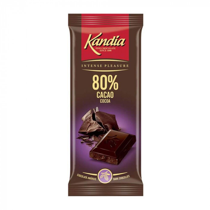 Ciocolata Amaruie Kandia, 80 g, 80% Cacao, Ciocolata Neagra Kandia, Ciocolata Kandia, Ciocolata Neagra 80 g, Ciocolata Amaruie 80 g, Ciocolata Neagra