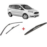 Cumpara ieftin Set 3 stergatoare FORD TOURNEO COURIER B460 MPV 2014-2023, parbriz si luneta, Valeo Silencio