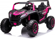 UTV electric pentru 2 copii intre 3-11 ani, Racing 300W 4x4 24V 7ah cu ROTI MOI Roz foto