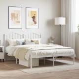 Gossi cadru de pat metalic cu tablie, alb, 140x200 cm