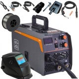 Aparat invertor de sudura MIG 200A sarma fara gaz electrozi + masca automat + fir sudura (KD1872+M+F)