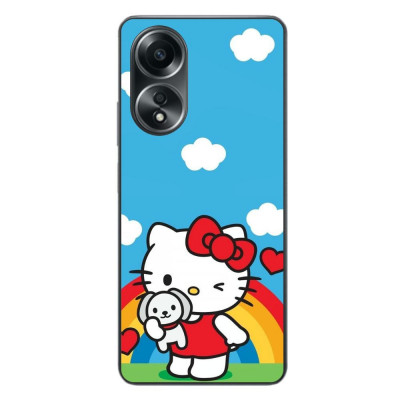 Husa compatibila cu Oppo A58 4G Silicon Gel Tpu Model Hello Kitty Rainbow foto